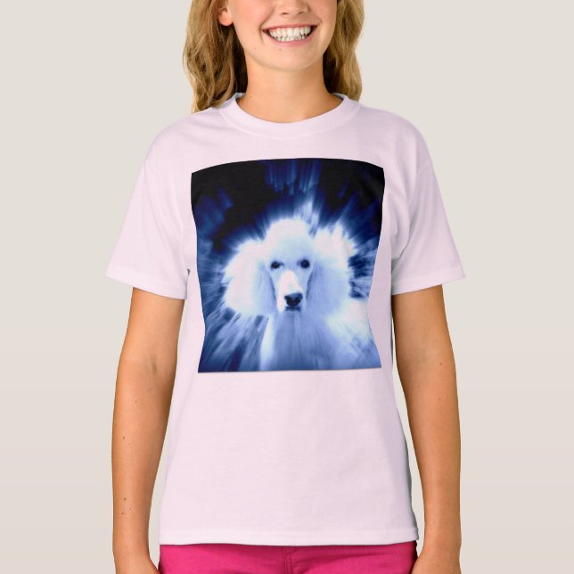 Camiseta Chá de mulher com poodle branco (Frente)