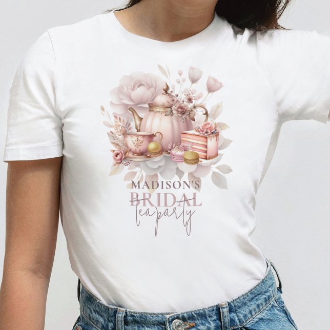 Camiseta Chá de Noiva Personalizado em Aquarela Rosa Empoei (Criador carregado)