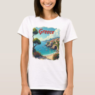 Camiseta Chá de Viagem de Cena de Grécia