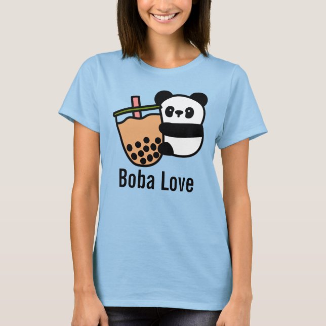 Camiseta Chá e Urso de Panda de Bolha Bonita (Frente)