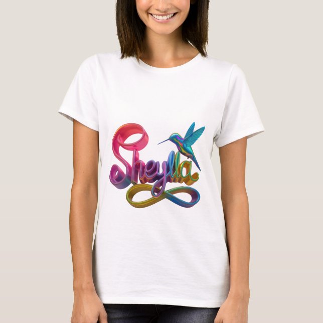 Camiseta "Chá Gráfica Colorida Sheyla" (Frente)