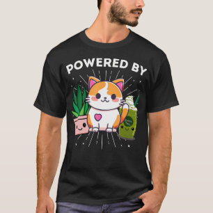 Camiseta Chá Verde Matcha Gelado com Plantas de Gatos Engra
