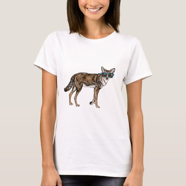 Camiseta Chacal engraçado do hipster com óculos de sol (Frente)
