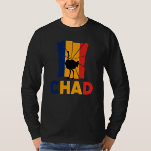 Camiseta Chad Chadian Chad Bandeira Avestruz Animal Silhuet