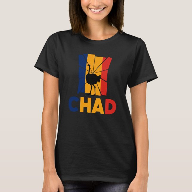 Camiseta Chad Chadian Chad Flag Ostrich Animal Silhouette (Frente)
