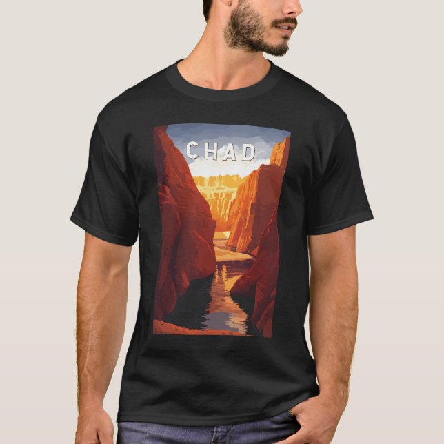 Camiseta Chad Illustration Travel Art Vintage (Frente)