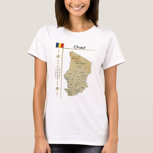 Camiseta Chad Mapa + Bandeira + Título (Frente)