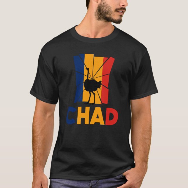 Camiseta Chade Chade Flag Ostrich Animal Silhouette (Frente)