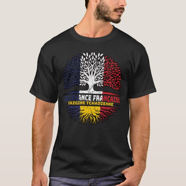 Camiseta Chade Chade French France Tree Roots Flag (Frente)