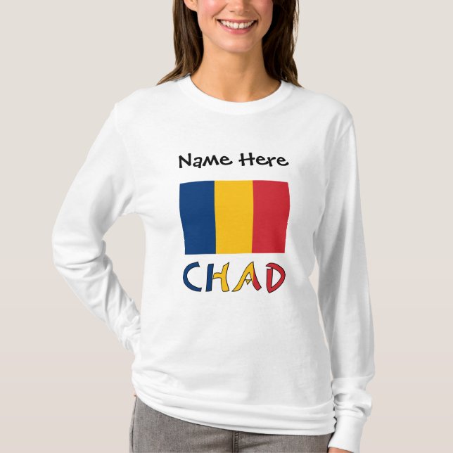 Camiseta Chade e Bandeira do Chade Personalizadas (Frente)