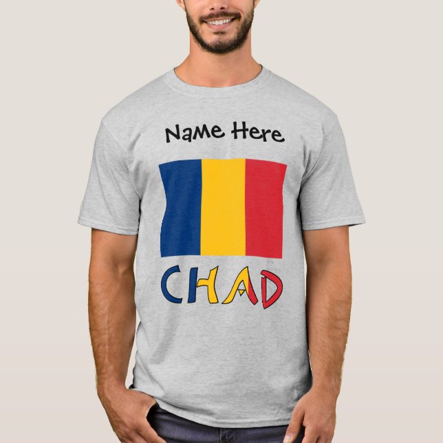 Camiseta Chade e Bandeira do Chade Personalizados Masculino (Frente)