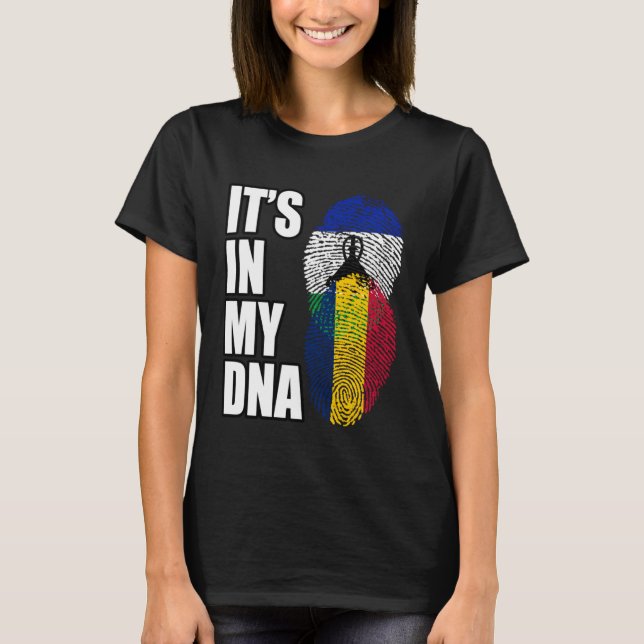 Camiseta Chadian And Basotho Mix DNA Heritage Flag (Frente)
