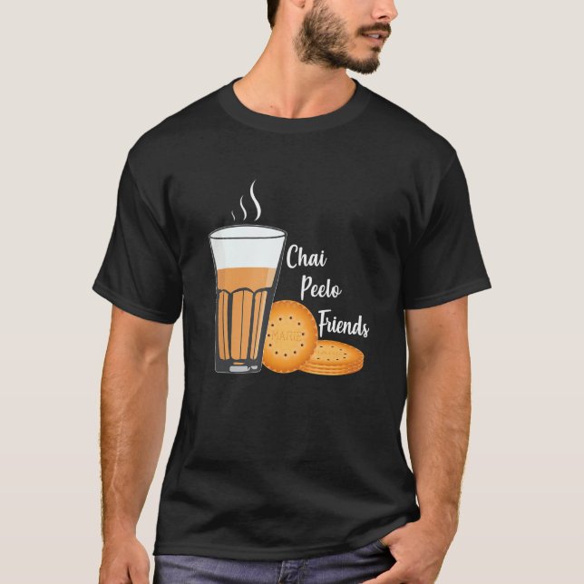 Camiseta Chai Peelo Amigos Funny Hinidi Meme Chai Tea Bisc (Frente)