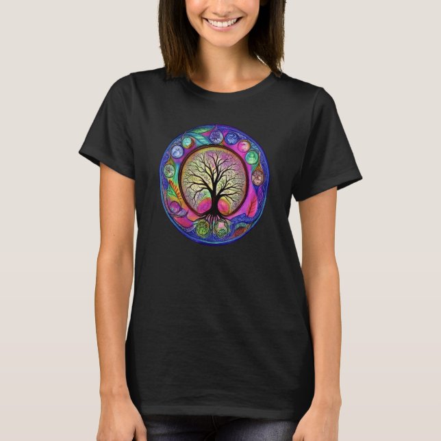 Camiseta Chakra Whimsical Fantasy Tree of Life (Frente)