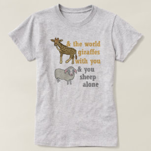 Camiseta Chalaça animal engraçada, girafa e carneiros