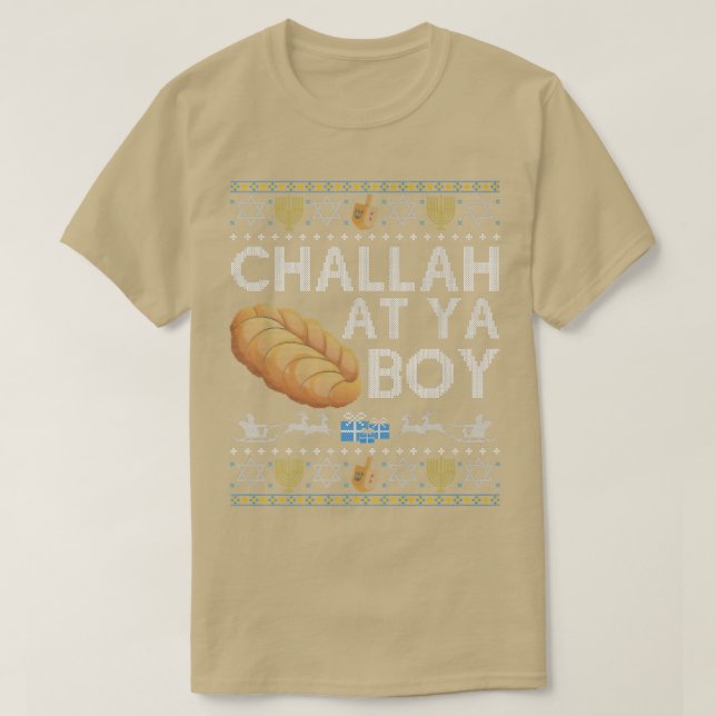 Camiseta Challah At Ya Boy Ugly Hanukkah Sweater Dreidel Ch (Frente do Design)