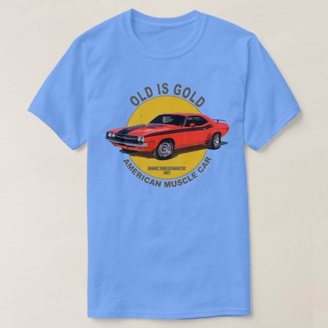 Camiseta Challenger RT American Muscle 60s 70s Antigo é Dou (Frente do Design)