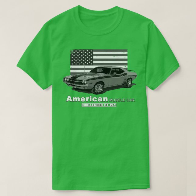 Camiseta Challenger RT American Muscle 60s 70s Antigo é Dou (Frente do Design)