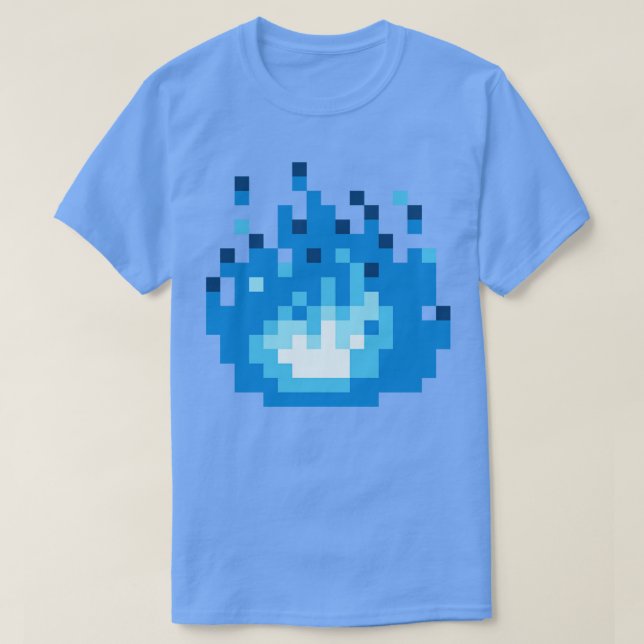 Camiseta Chama Azul Eterno De 8 Bits (Frente do Design)