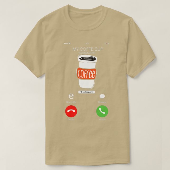 Camiseta chamada de café (Frente do Design)