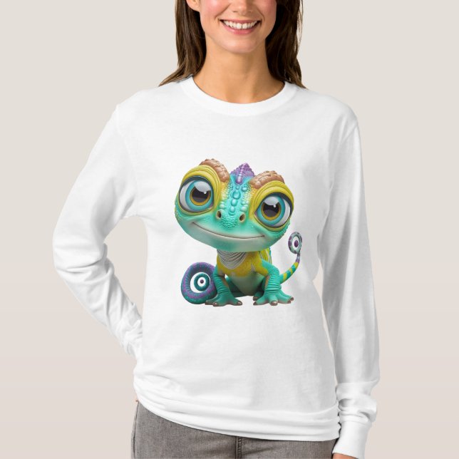 Camiseta Chamada de Cartoon Bonita Com Olhos Grandes | Colo (Frente)