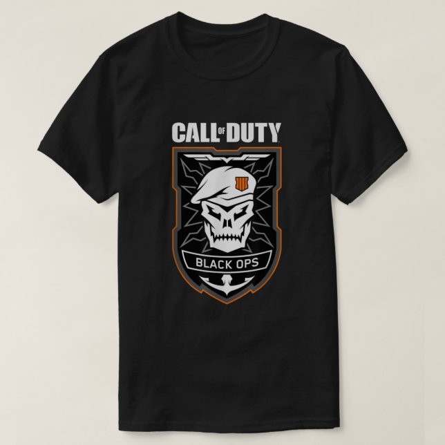 Camiseta Chamada de Crachá Ops 4 Preto de Serviço (Frente do Design)