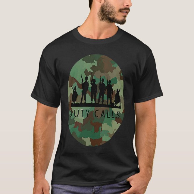 Camiseta Chamada de Direitos de Figuras de Soldado de Camuf (Frente)