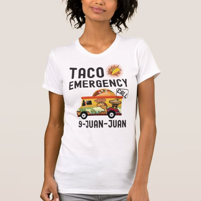 Camiseta Chamada de emergência 9 Juan do Taco Juan Cinco De (Frente)