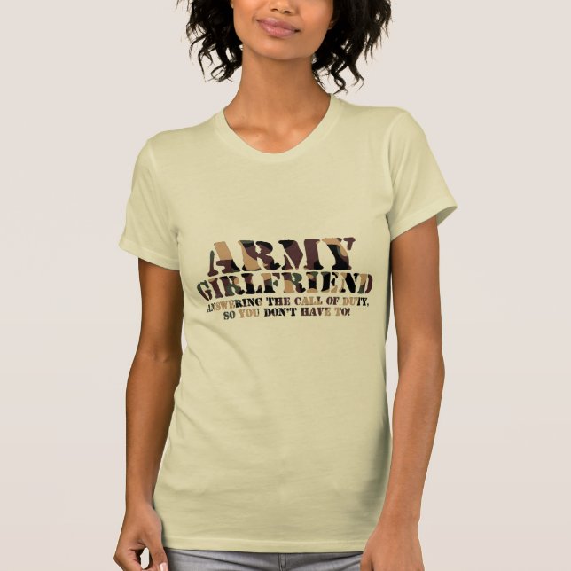 Camiseta Chamada de resposta do namorada do exército (Frente)