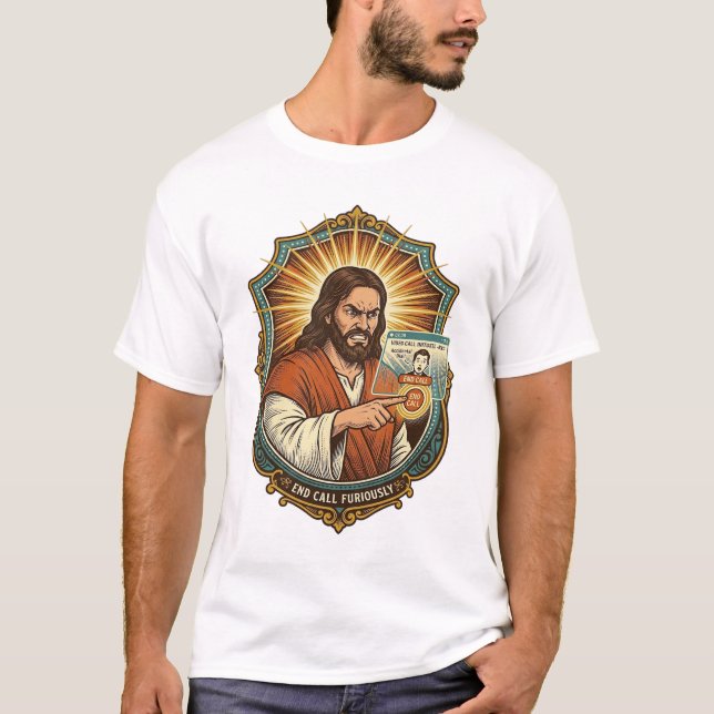 Camiseta Chamada de Vídeo Acidental de Jesus Dispara Pânico (Frente)