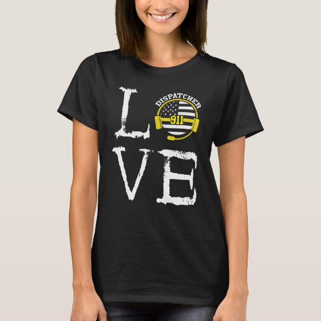 Camiseta Chamadas "Thin Yellow Line Love Creepy" 911 (Frente)