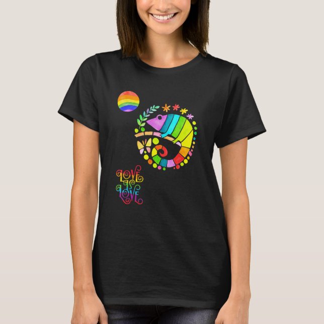 Camiseta Chamaleon Watercolor Pride  Vibrant Rainbow Design (Frente)