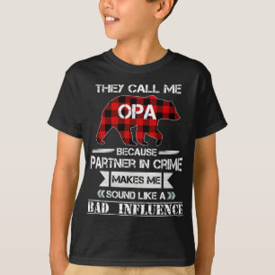 Camiseta Chamam-me Opa Bear Red Xadrez Correspondendo Pajam