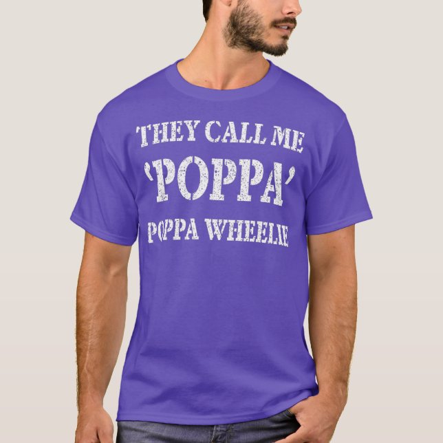 Camiseta Chamam-Me Poppa Wheelie Funny Dirt Bike (Frente)