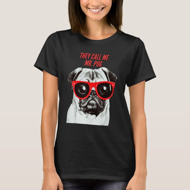 Camiseta Chamam-Me Sr. Pug Dog Breed Cute Pug Design (Frente)