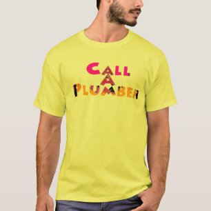 Camiseta Chamar um encanador homens amarelos