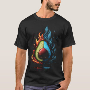 Camiseta Chamas de Abacate Vegano Vegetariano Fruta Dieta S