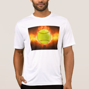 Camiseta Chamas de bola de fogo de softball amarelo do Slip