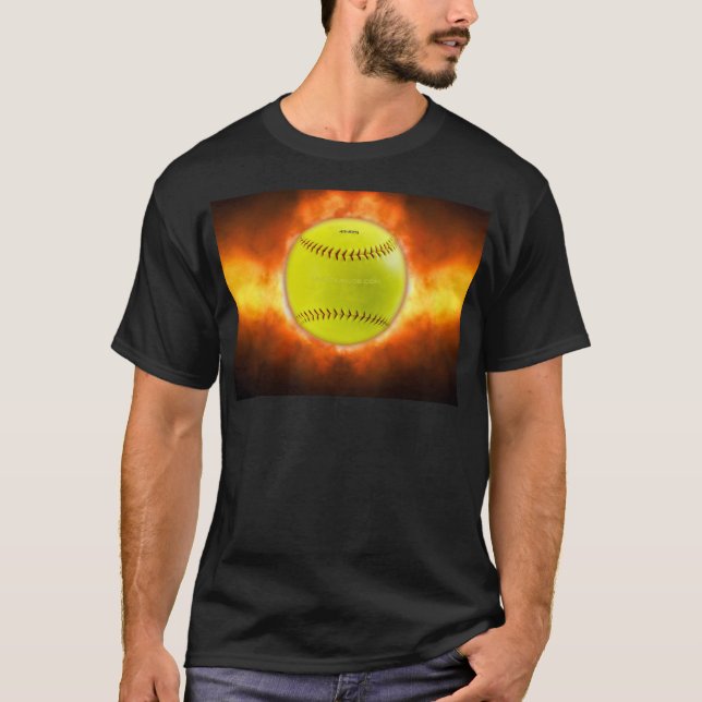Camiseta Chamas de bola de fogo de softball amarelo do Slip (Frente)