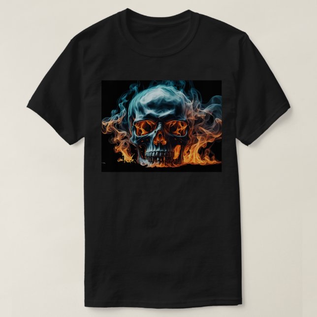 Camiseta Chamas de crânio T-Shirt (Frente do Design)