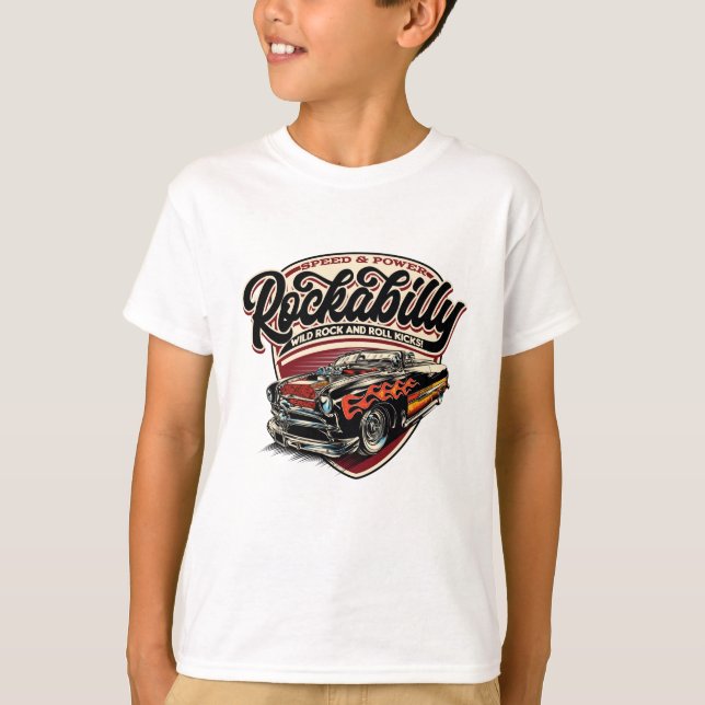 Camiseta Chamas de velocidade de rotação (Rockabilly Hotrod (Frente)