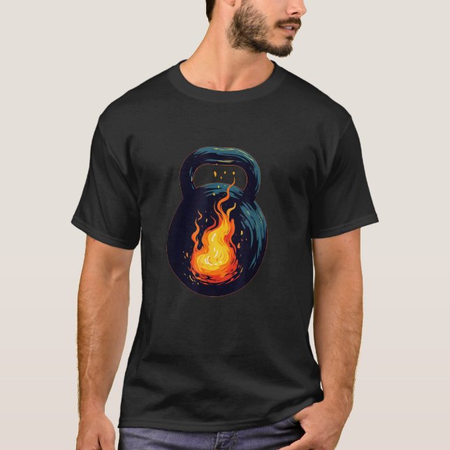 Camiseta Chamas e Fogo olham com Kettleball para Amantes do (Frente)