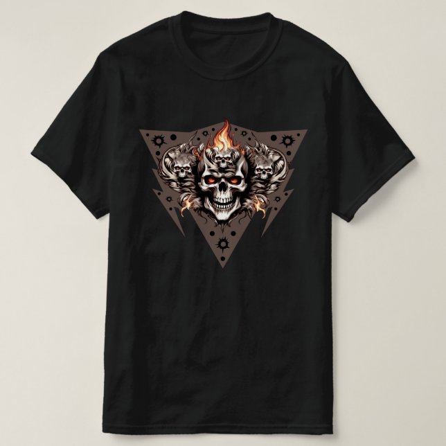 Camiseta Chamas legal de álgeis de metal com música exclusi (Frente do Design)