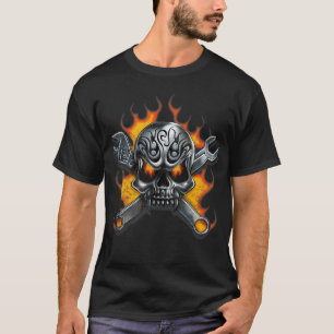 Camiseta Chamas Mecânicas De Chave Metálica