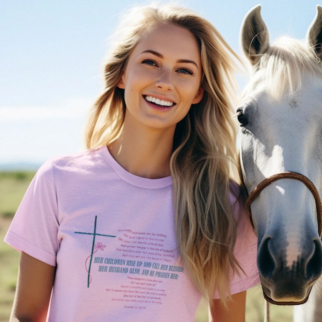 Camiseta CHAME-A DE BONITA Mãe Esposa Proverbs 31 Escritura (Criador carregado)