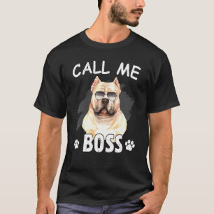 Camiseta Chame-me Chefe de Raça Americana de Cachorro Branc