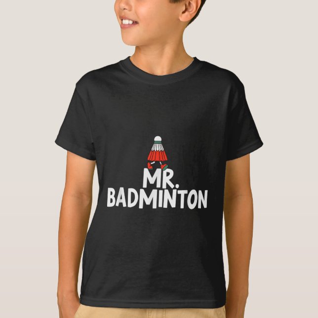 Camiseta Chame-me Sr. Badminton Player Engraçado Shuttle (Frente)