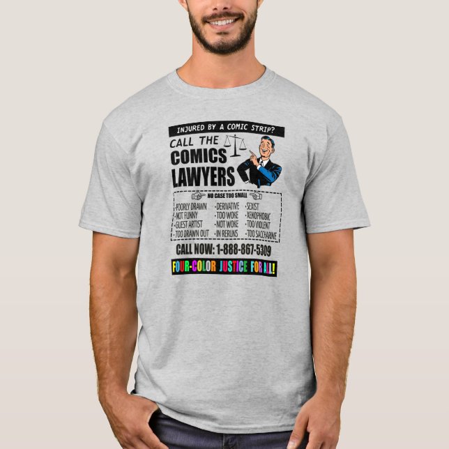 Camiseta "Chame os Advogados Histórias em quadrinhos" (Frente)