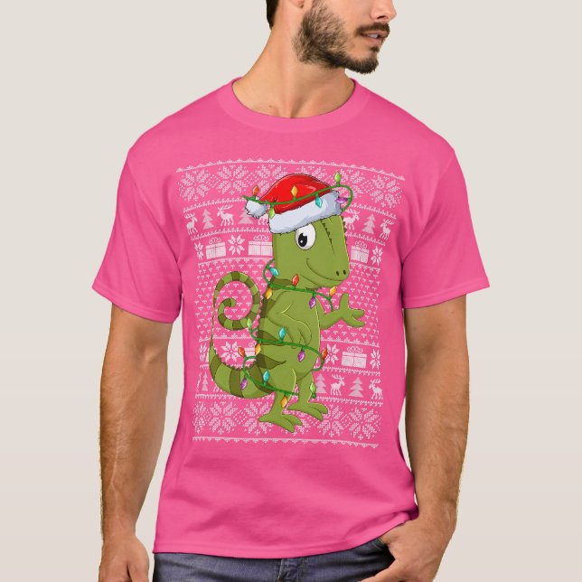 Camiseta Chameleon Amante de os animais Santa Hat Chameleon (Frente)