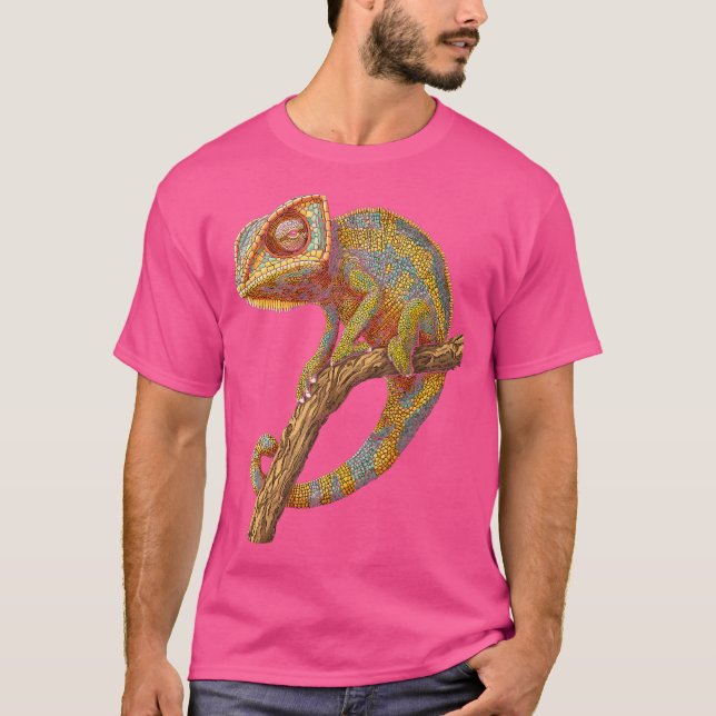 Camiseta Chameleon Animal Motif Trabalho de arte Chameleon (Frente)